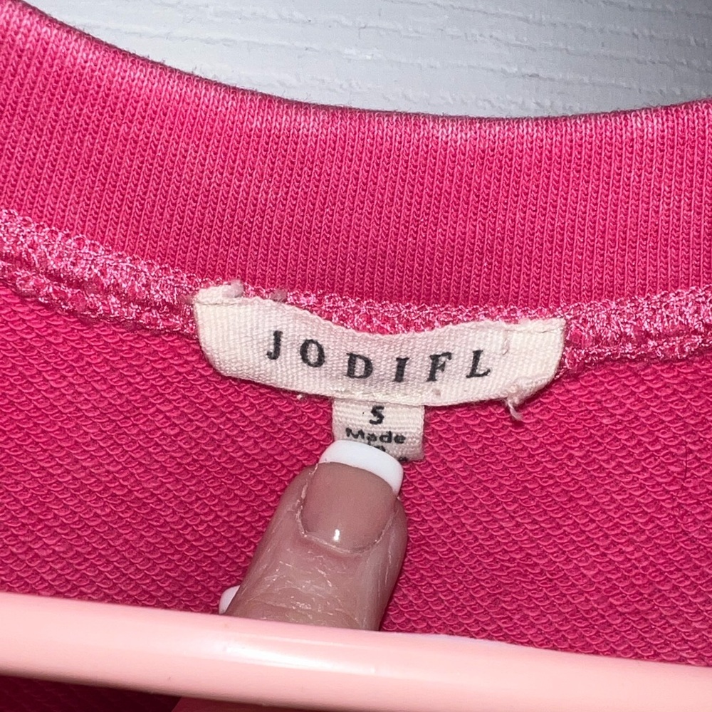 JODIFL Pink and Cream Bow Oversized Sweatshirt Tee - Picture 3 of 4